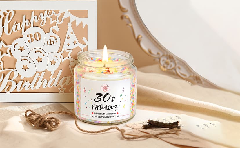 30th Birthday Gifts for Women, Unique 30 Year Old Birthday Gifts for Women, 30th Bday Decorations for Her, Gift for 30th Bday Woman w/ 16oz Coffee Cup, Candle, Bracelet, Hair Clip, Card, 7PCS