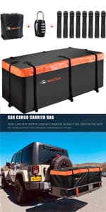 MeeFar Universal Car Soft Roof Rack Pads Luggage Carrier System for Kayak Surfboard SUP Canoe Include 2 Heavy Duty Tie Down Straps, 4 Tie Down Rope, 4 Quick Loop Strap and Storage Bag