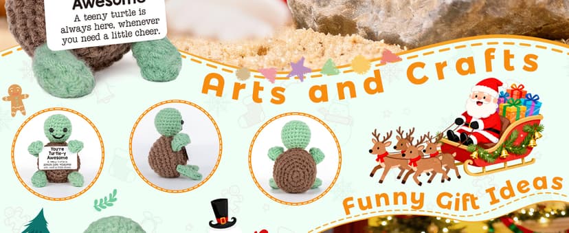 Mini Funny Turtle Birthday Gifts for Women Men Christmas, Retirement Bosses Day Gifts, Inspirational Small Animals Cute Stuff Things, Handmade Emotional Positive Crochet Turtle Decorations