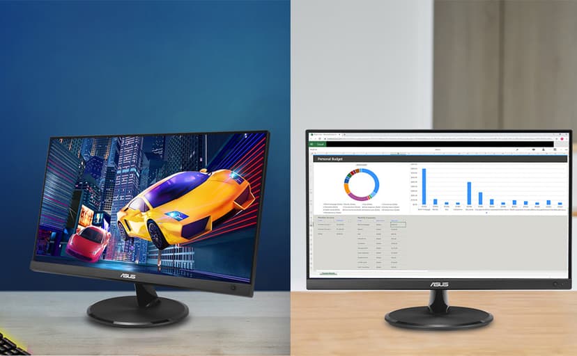 ASUS 22” 1080P Eye Care Monitor (VP227HF) - (21.45-inch viewable), Full HD, 99% sRGB, Frameless, 100Hz, Adaptive-Sync, 1ms, HDMI, Low Blue Light, Flicker Free, VESA Wall Mountable, 3 yr Warranty