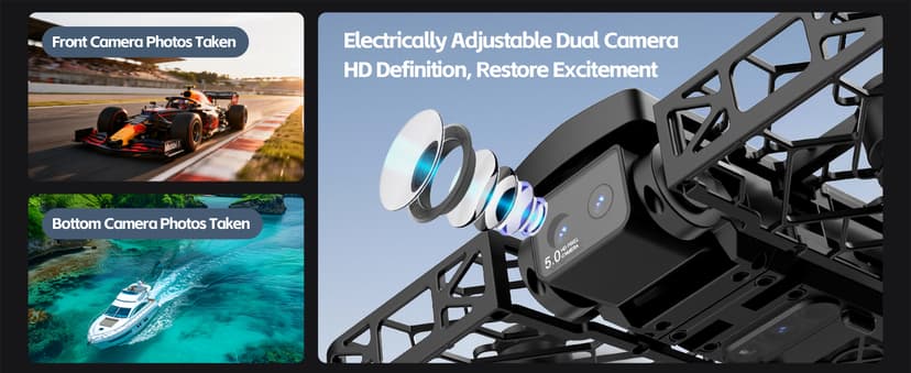 2K Dual Camera Drone with 4.5" LCD Screen Remote (No Phone Needed), Brushless Motor FPV Quadcopter, Under 249g Mini Drone, Foldable Design, 2 Batteries, Optical Flow Stable Hover, Portable for Adults