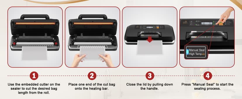 95kpa Vacuum Sealer Machine, Updated 2025 Commercial Fully Automatic Food Sealer, 10-in-1Functions & Powerful Sealing System with Double Heat Seal, Easy-Lock Handle, Built-inCutter and Bag Storage