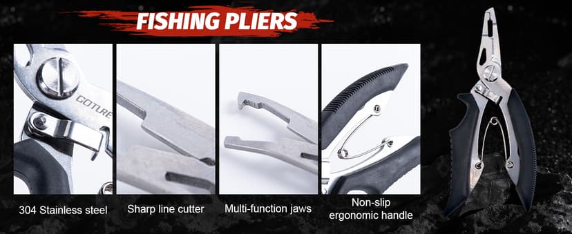 Goture Fillet Knife Fishing Kit,Bait Knife and Filet Knives with Sheath,Sharpening Rod,Fish Lip Gripper,Fishing Pliers,Cutting Board,Gloves,Stainless Steel Soap,Portable Storage Bag,Gifts for Men