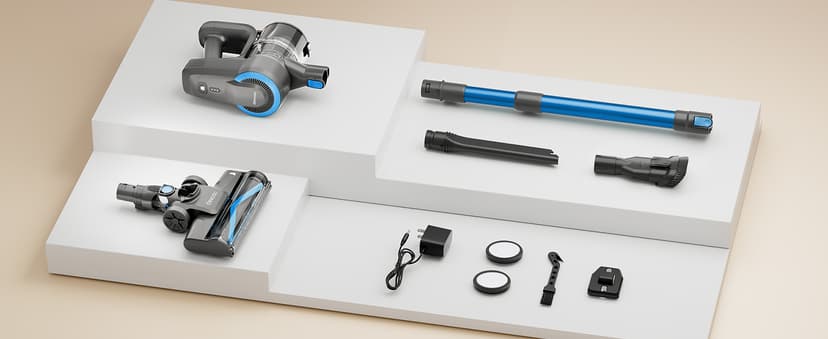 DEVOAC N300 Cordless Vacuum Cleaner, 6 in 1 Lightweight Stick Vacuum, 2200mAh Battery Up to 40mins Runtime, Powerful Handheld Vacuum for Hard Floor Rug Pet Hair Home Dorm (Blue)