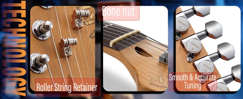 AKLOT Beginner Electric Guitar Kit: 10W Amp, Coil-Split HSS Pickups, Lesson Book, Roasted Maple Neck, Gig Bag, Tuner, Strap, Picks, Stryde Violet Venom