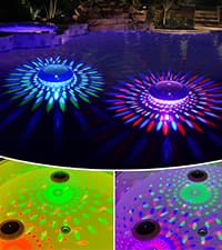 FirstE Solar Floating Pool Lights, RGB Color Changing Pool Floating Light, IP68 Waterproof LED Solar Pool Lights That Float, Hangable Auto ON Off for Above In Ground Pools Wedding Party Decoration (2)