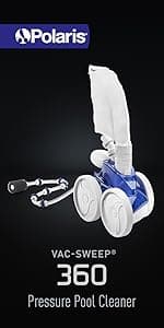 Polaris Vac-Sweep 280 Pressure-Side In-ground Pool Cleaner, Double Venturi Jet Powered, 31ft of Hose with an All Purpose Debris Bag