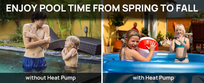 TURBRO 50,000 BTU Inverter Swimming Pool Heat Pump, Electric Pool Heater for in and Above-Ground Pools up to 16,000 Gallons, WiFi Enabled, Timer, 15.90 COP, 220-240 V, IPX4-Waterproof, Beluga Series