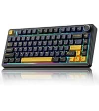 AULA F75 75% Wireless Mechanical Keyboard, Hot Swappable Creamy Keyboard, Pre-lubed Reaper Switches, 2.4GHz/Type-C/BT5.0, RGB Backlit Gaming Keyboards(White & Blue)