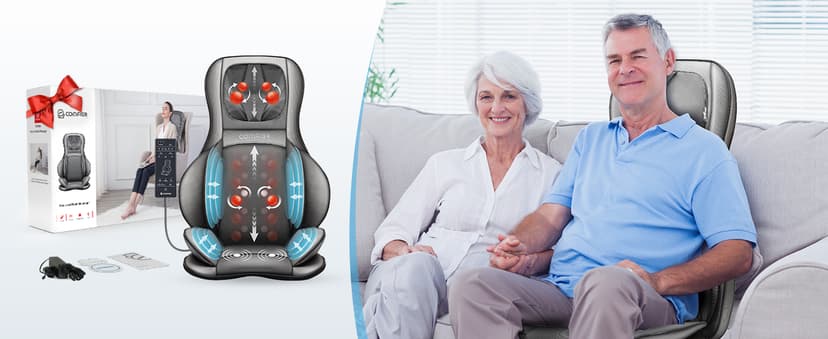 COMFIER Massager Chair with Heat, Shiatsu Neck Back Massager Portable with Compression & Rolling,Massage Chair Pad for Neck & Back for Muscle Tension Relief, Father Day Gift