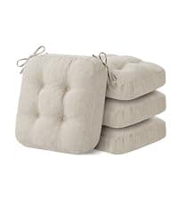 IASEAHK Chair Cushions, Memory Foam Dining Chair Cushions, Tufted Indoor Chair Pads, Set of 4, 16.5' x 16.5' x 3.5', Beige