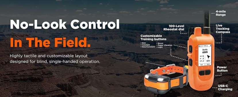 Dogtra PATHFINDER2 MINI Compass Live GPS Dog Tracking & Training System - 4-Mile Range E-Collar Handheld with No Subscription, Offline Maps, GPS Fence, Expandable up to 21 Dogs, for Dogs 15+ lbs