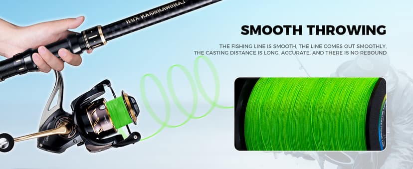 9KM DWLIFE Braided Fishing Line 8LB-120LB Dyneema Fishing Line, Zero Stretch & Anti-Bite Coating for Freshwater/Saltwater Fishing 4/8 Strands