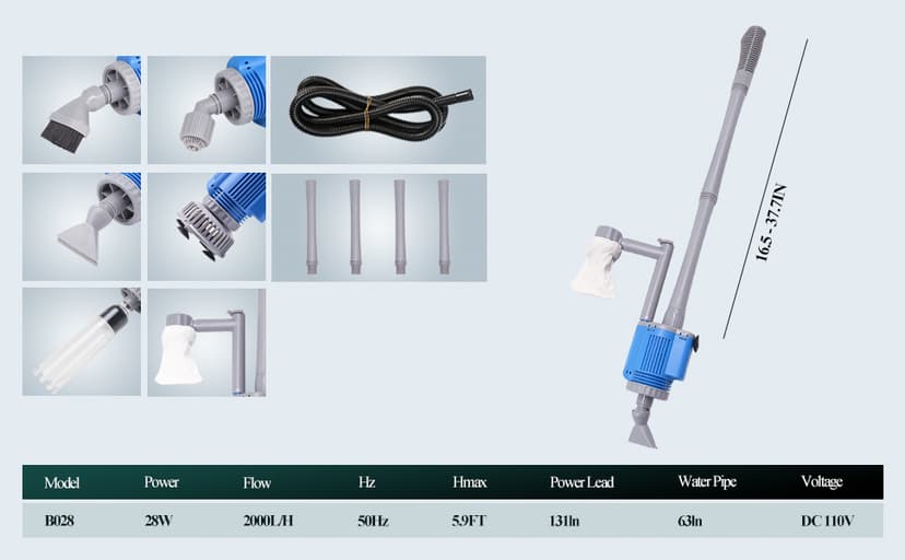 UPETTOOLS Aquarium Gravel Cleaner - Electric Automatic Removable Vacuum Water Changer Sand Algae Cleaner Filter Changer 110V/28W