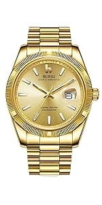 BUREI Men Wrist Watches Fashion Minimalist Analog Quartz Waterproof Watches for Men
