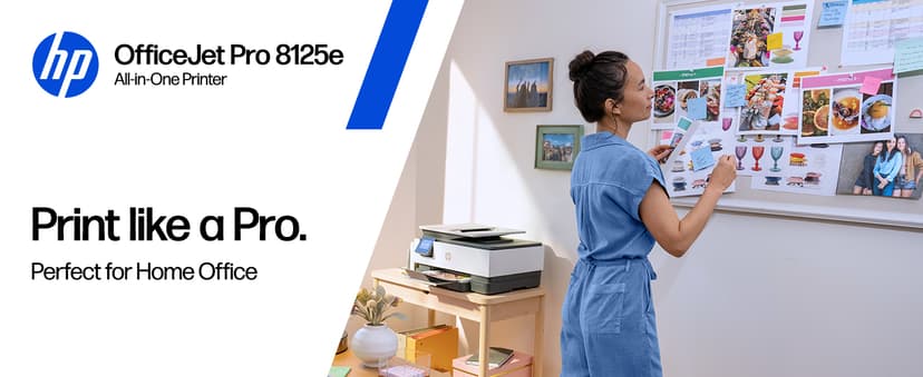 HP OfficeJet Pro 8125e Wireless All-in-One Color Inkjet Printer, Print, scan, Copy, ADF, Duplex Printing Best-for-Home Office, 3 Month Instant Ink Trial Included, AI-Enabled (405T6A)