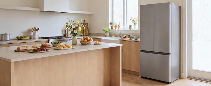 18 Cu.Ft. French Door Refrigerator with Ice Maker, Refrigerator with Freezer Drawer, Frost-Free, UL Certified, French Door Fridge with 3 Smart Cooling Modes