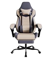 Gaming Chair with Footrest, High Back Gaming Chairs PVC Leather Ergonomic Gamer Chair with Adjustable Headrest Lumbar Support Racing Style Video Gaming Chair for Office/Home (Black Orange)