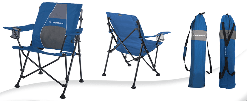 STRONGBACK Camping Chair Guru Heavy Duty Camping Chairs with Lumbar Support - Backpack Folding Camp Chair - Lime Green