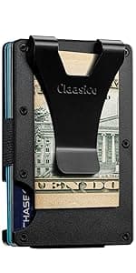 Claasico Money Clip Leather Wallet For Men Slim Front Pocket RFID Blocking with Super Strong Magnetic