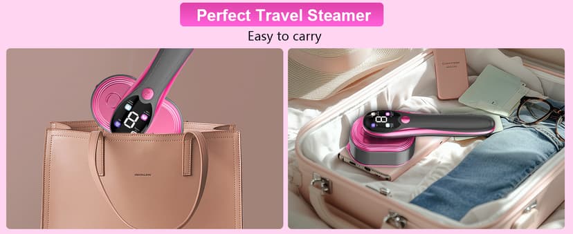 Travel Steamer for Clothes, 1200W Portable Handheld Steamer for Clothes, Portable Steam with LCD Display, 10s Fast Heat-Up, 2-in-1 Powerful Wrinkle Remover for Home & Travel