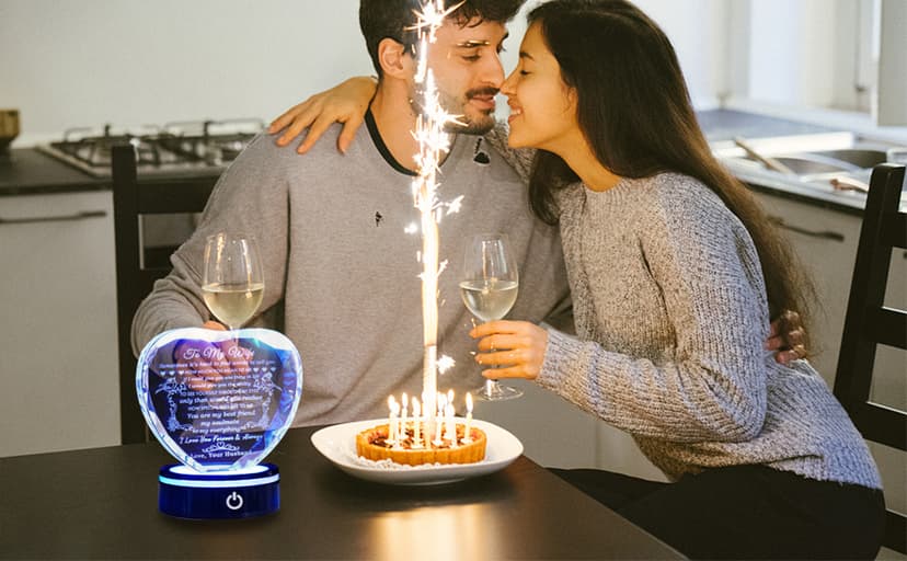 YWHL Gifts for Wife with Colorful LED Base Romantic Wedding Anniversary I Love You Gifts for Her Best Wife Birthday Gift Ideas to My Wife Crystal Keepsakes Presents from Husband