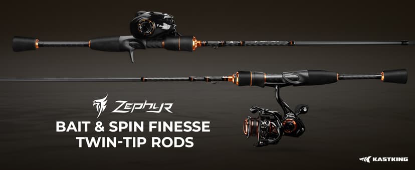 KastKing Zephyr Finesse Fishing Rods – BFS Baitcasting & Spinning Rods, IM6 Graphite, Extra Twin-Tip, 2pc & 3pc Travel Design, Ultra-Light Lure Casting, Stainless Steel Guides with Zirconium Rings