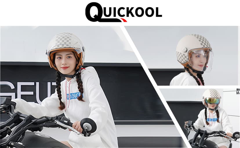 Dual Visor 3/4 Open Face Motorcycle Helmet for Men & Women, DOT Approved Unisex Retro Half Helmet,Motorbike Casco for Moped Cruiser Bobber and Chopper