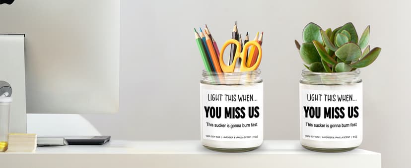 Funny Scented Candle, We Will Miss You, Moving Away Gifts for Friend, Farewell, Goodbye, Going Away Gifts for Coworkers Women, Men, Boss, Coworker Leaving, Retirement Presents - 9 oz