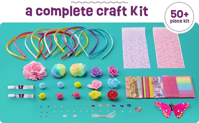 Pretty Me Headband Making Kit for Girls - Arts & Crafts Gift - Make Your Own Fashion Headbands for Kids - DIY Hair Accessories Set - Gift for Ages 5-12 Year Old Girl - Little Kids Art & Craft Gifts