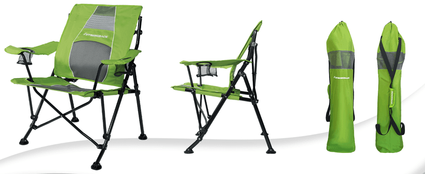STRONGBACK Camping Chair Guru Heavy Duty Camping Chairs with Lumbar Support - Backpack Folding Camp Chair - Lime Green