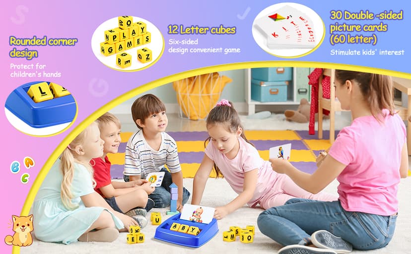 Learning Games for Kids Ages 3-8, Matching Letter Game for Kids Toys Ages 3-8 Educational Toys for 3-8 Year Olds Boys Girls Birthday Party Gifts for 3-8 Year Olds Boys Girls Blue