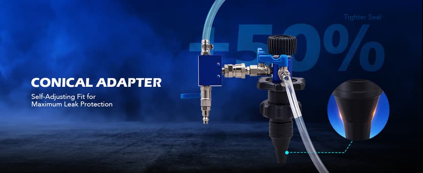 Orion Motor Tech Coolant Vacuum Refill Kit, Cooling System Vacuum Fill Tool with Leak Detector 5 Round Adapters 1 Conical Adapter, Radiator Coolant Fill Kit with Dual-Movement Gauge for Vacuum Leak