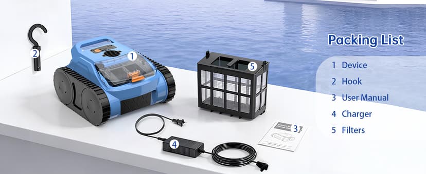 (2025 Upgrade) Pool Vacuum for Inground Pools, Robotic Pool Cleaner, Wall Climbing Pool Cleaner, Cleans Pool Floors, Drain & Walls & Waterline, Cleaning Up to 2100 Sq.ft, 180 Min