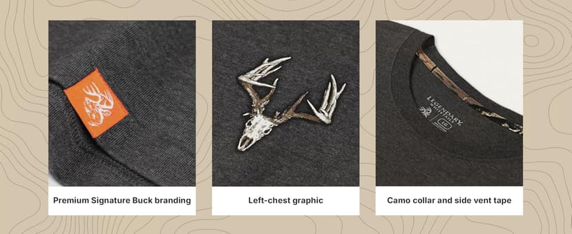 Legendary Whitetails Men's Long Sleeve T-Shirt Graphic Tee Preshrunk 100% Heavyweight Cotton