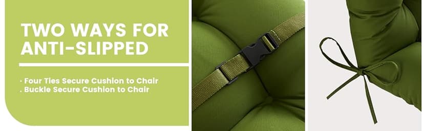BLISSWALK Outdoor Adirondack Chair Cushions, Set of 2 Solid,Tufted Thick Seat & Round High Back Wicker Chair Cushions for Patio Furniture,48"x21"x4",Invisible Green