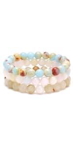 YINRIS 3 Pcs Natural Volcanic Stone Friendship Bracelets Handmade Beaded Stretch Bracelets (bra000001)