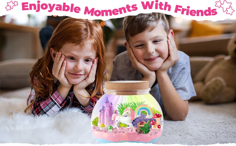 Unicorn Light-Up Terrarium Kit for Kids - LED Night Light Birthday Gift for Girls Ages 4 5 6 7 8-12 Year Old - Unicorn Toys for Girls - DIY Arts and Crafts Kit for Kids