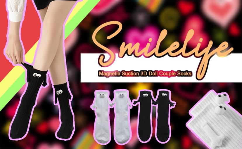 2 Pairs Magnetic Holding Hands Socks - Funny Gifts for Women & Men, Teens, Couples, Friends