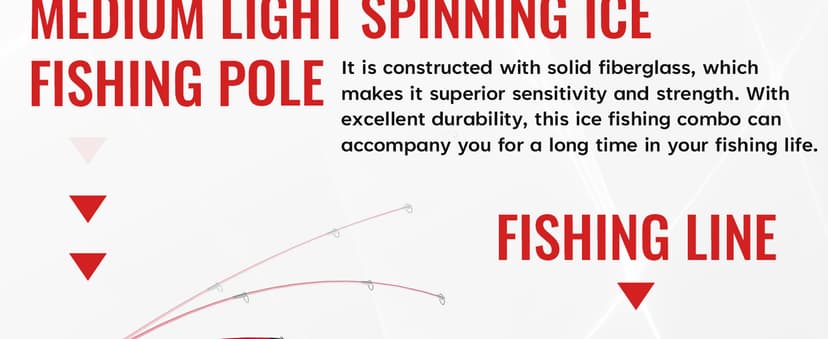 WIDDEN Ice Fishing Rod and Reel Combo, 27" Medium Light Spinning Ice Fishing Pole, Gear with Tackle Box Kit, Line, Lures for Saltwater, Freshwater Trout, Bass, Walleye