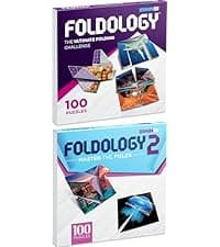 FOLDOLOGY - The Origami Puzzle Game! Brain Teasers for Tweens, Teens & Adults | Travel Game, Hands-On STEM Toy, Stocking Stuffer, Gift for Ages 10+ | Fold the Paper, Complete the Picture | 100 Puzzles
