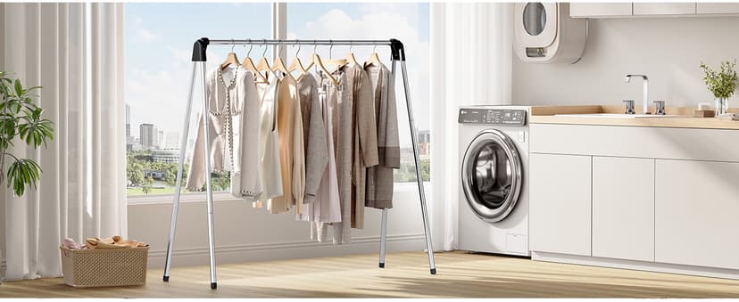 TOOLF Clothes Drying Rack Foldable, Laundry Drying Rack Stainless Steel, Portable Clothes Rack, Drying Rack for Clothing, Indoor Outdoor, Free-Standing, Large Capacity