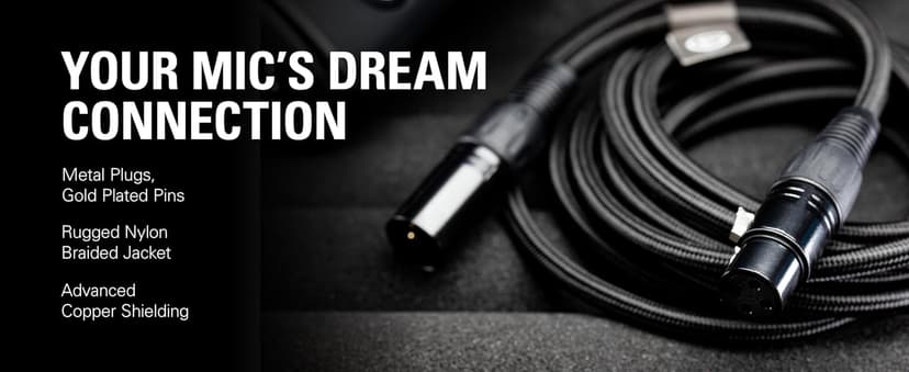 Elgato XLR Cable – Shielded Microphone Cable for Studio Recording and Live Production, Gold-Plated Pins, Male to Female, for Mic and Balanced Analog Line Levels, 10ft/3m