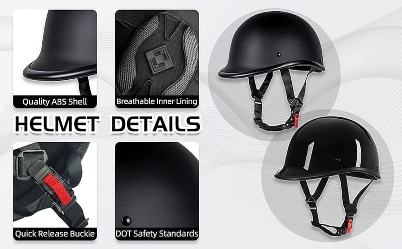 Retro Style Motorcycle Half Helmet - Classic Design Half Motorcycle Helmet, DOT Certified