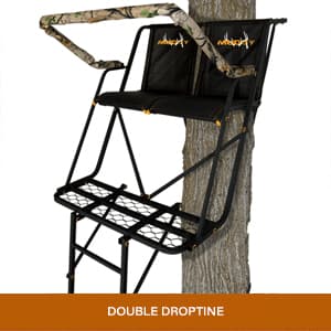 Muddy 2-Person Ladder Tree Stand for Deer Hunting, The Partner, 17' Tall, Black - Adjustable Climbing Treestand with Platform, Straps and Safety Harness for Shooting