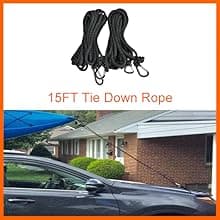MeeFar Universal Car Soft Roof Rack Pads Luggage Carrier System for Kayak Surfboard SUP Canoe Include 2 Heavy Duty Tie Down Straps, 4 Tie Down Rope, 4 Quick Loop Strap and Storage Bag