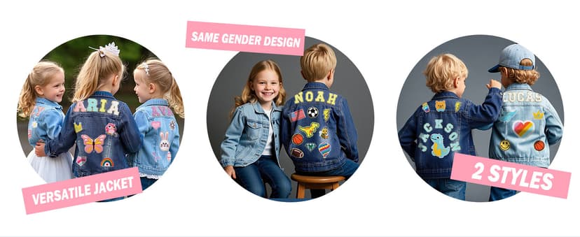 Rryoumisun Personalized Kids Denim Jacket with Names, Custom 1-14 Years Old Girls Boys Spring&Fall Outerwear Jackets B0DDDNW4CR