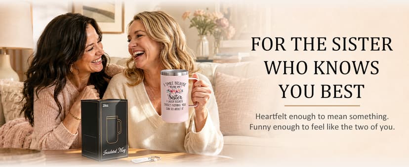 Gift-Ready Package with 20oz Mug, Straw, Sliding Lid, Brushes, Keychain & Gift Box, Birthday & Christmas Gift for Sisters Lifecapido Sister Gifts, 20oz Stainless Steel Insulated Coffee Mug Set B0FMK4LXHG