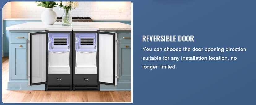 Commercial Under Counter Ice Maker Machine, 80 LBS/Day with 25 LBS Storage Bin, 15'' W Built-in & Freestanding Ice Maker, Auto-Cleaning, Ideal for Commercial Home Bar
