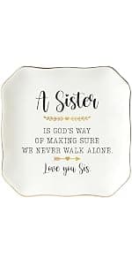 Soul Sister Gift for Women Christian - Sweet Friendship 4.5"X4.5" Floral Ceramic Jewelry Dish Tray - Tricket Dish HEXMOZ Friendship Gifts for Women Friends - Best Friend Birthday Gift Ideas B0FHHBVHR6